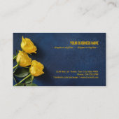 濃い青の背景に黄色のバラが3本 名刺 (裏面)
