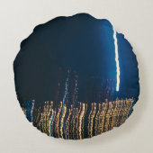 濃い青の背景の街灯 ラウンドクッション (裏面)