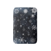 濃い青の背景の雪 バスマット (正面縦)