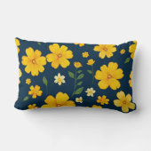 濃い青の背景の黄色い花 ランバークッション (裏面)