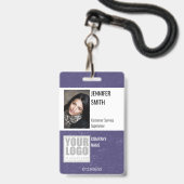 濃い青の背景ロゴのテンプレート社員 バッジ (ストラップ付き表面)