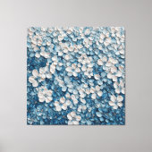 濃い青の花模様抽象壁画 キャンバスプリント (正面)