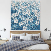 濃い青の花模様抽象壁画 キャンバスプリント (インサイチュ (寝室))