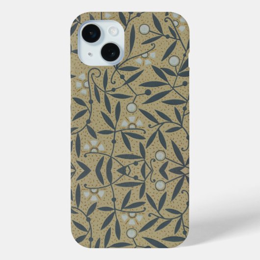 濃い青の蔦があしらわれた豪華な花柄 Case-Mate iPhoneケース (裏面)