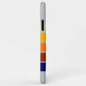 濃い青の赤いオレンジ色の白いストライプのパターン(灰色) Case-Mate iPhoneケース (裏面/右)