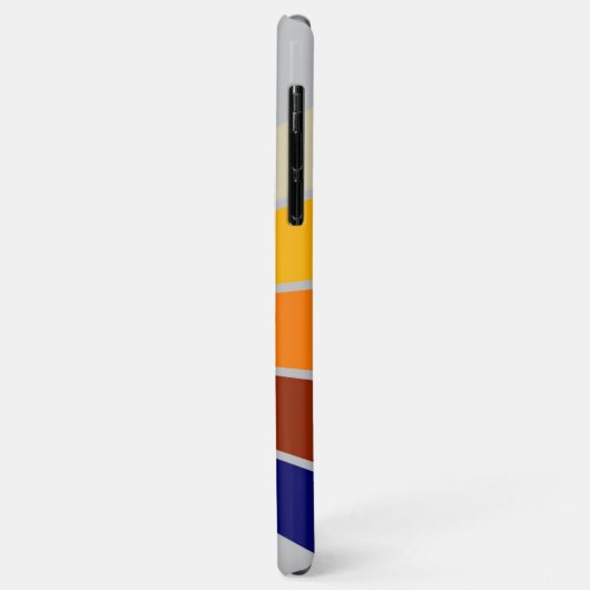 濃い青の赤いオレンジ色の白いストライプのパターン(灰色) Case-Mate iPhoneケース (裏面/左)