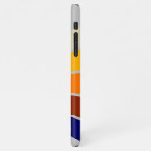 濃い青の赤いオレンジ色の白いストライプのパターン(灰色) iPhoneケース (左側)