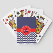 濃い青の赤のシェブロン トランプ (裏面)