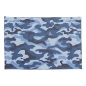 濃い青の迷彩模様 枕カバー (裏面-右)