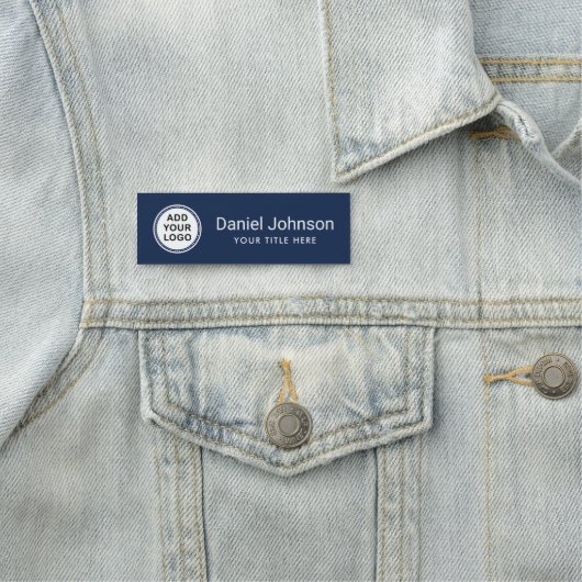 濃い青の追加カスタムロゴのビジネススタッフ 名札 (インサイチュ)