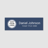 濃い青の追加カスタムロゴのビジネススタッフ 名札 (正面)