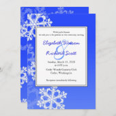 濃い青の雪の結晶クリスマスウェディング招待状 招待状 (正面/裏面)