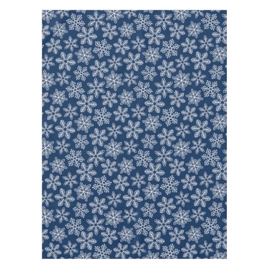 濃い青の雪片 テーブルクロス (正面)