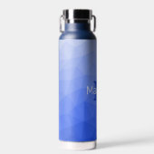 濃い青グラデーション幾何メッシュパターンモノグラム ウォーターボトル (正面)