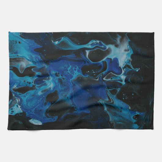 濃い青サイケデリック液 キッチンタオル (横)