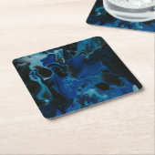 濃い青サイケデリック液 スクエアペーパーコースター (アングル)