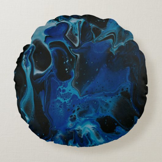 濃い青サイケデリック液 ラウンドクッション (正面)