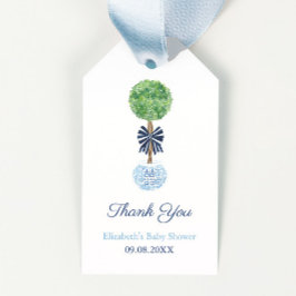 濃い青名門私立校風のい弓ボクウッドのトピアリー赤ちゃんシャワー ギフトタグ