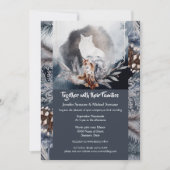 濃い青灰色の石板の水色オオカミの木 招待状 (正面)