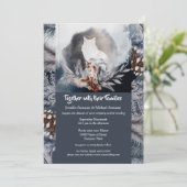 濃い青灰色の石板の水色オオカミの木 招待状 (スタンド正面)