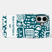 濃い青緑と白の落書き Case-Mate iPhoneケース (裏面 (横))