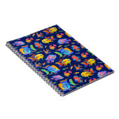 濃い青背景の楽しい熱帯魚 ノートブック (右側)