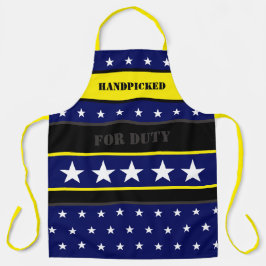 濃い青色の明るい黄色と黒 エプロン