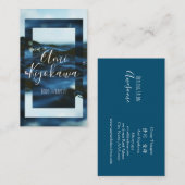 濃い青色の水面をイメージしたオシャレな 名刺 (正面/裏面)