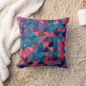 濃い青色の赤：ヴィンテージ幾何学模様 クッション (ブランケット)