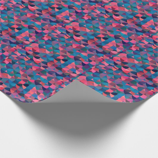 濃い青色の赤:ヴィンテージ幾何学模様 ラッピングペーパー (角)