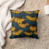 濃い青色の黄色い円錐花序 クッション (ブランケット)