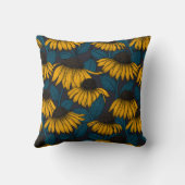 濃い青色の黄色い円錐花序 クッション (裏面)