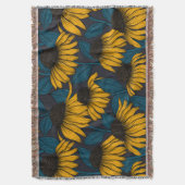 濃い青色の黄色い円錐花序 スローブランケット (正面縦)