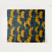 濃い青色の黄色い円錐花序 タペストリー (正面(横))