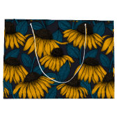 濃い青色の黄色い円錐花序 ラージペーパーバッグ (裏面)