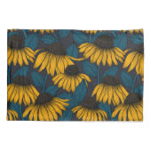 濃い青色の黄色い円錐花序 枕カバー (裏面-左)