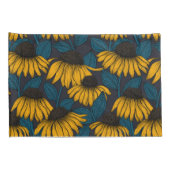 濃い青色の黄色い円錐花序 枕カバー (裏面-右)