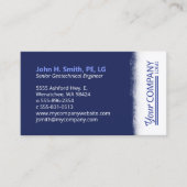 濃い青、ブラシ付き白、垂直ロゴ 名刺 (正面)