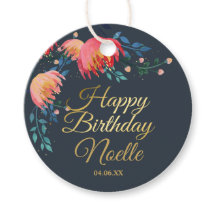 濃い青、花エレガント、お洒落金ゴールドアクセント