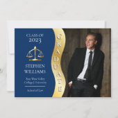 濃い青 |金ゴールド大学院波法法法法学Grad 案内状 (正面)