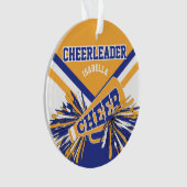 濃い青、金ゴールド、白のチアリーダー オーナメント (正面)