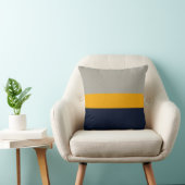 濃い青、黄、灰色のテクスチストライプのャ クッション (椅子)