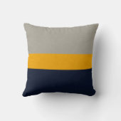 濃い青、黄、灰色のテクスチストライプのャ クッション (裏面)