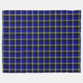 濃い青、黒と黄色の格子縞 フリースブランケット (正面(横))