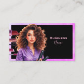濃い髪のメイクアップレディーパープル 名刺 (正面)