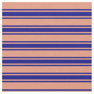 濃い鮭と青い模様 ファブリック