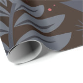 濃い鮮やか背景にオレンジ色の花の模様 ラッピングペーパー (ロールコーナー)