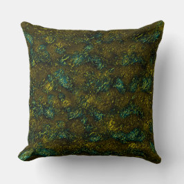 濃い黄土と緑の非常に素朴で古いテクスチャ クッション