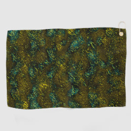 濃い黄土と緑の非常に素朴で古いテクスチャ ゴルフタオル