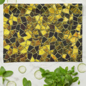 濃い黄土色のモザイク、オプション線の分割 キッチンタオル (折り畳み)